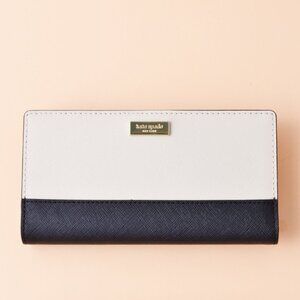 [Kate Spade] Stacy Laurel Way Soft Porcelain Colorblock Black & Pale Pink Wallet